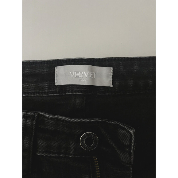 Vervet High Rise Straight Leg Crop Jeans Raw Hem Black Distressed Size 27 - Picture 9 of 11